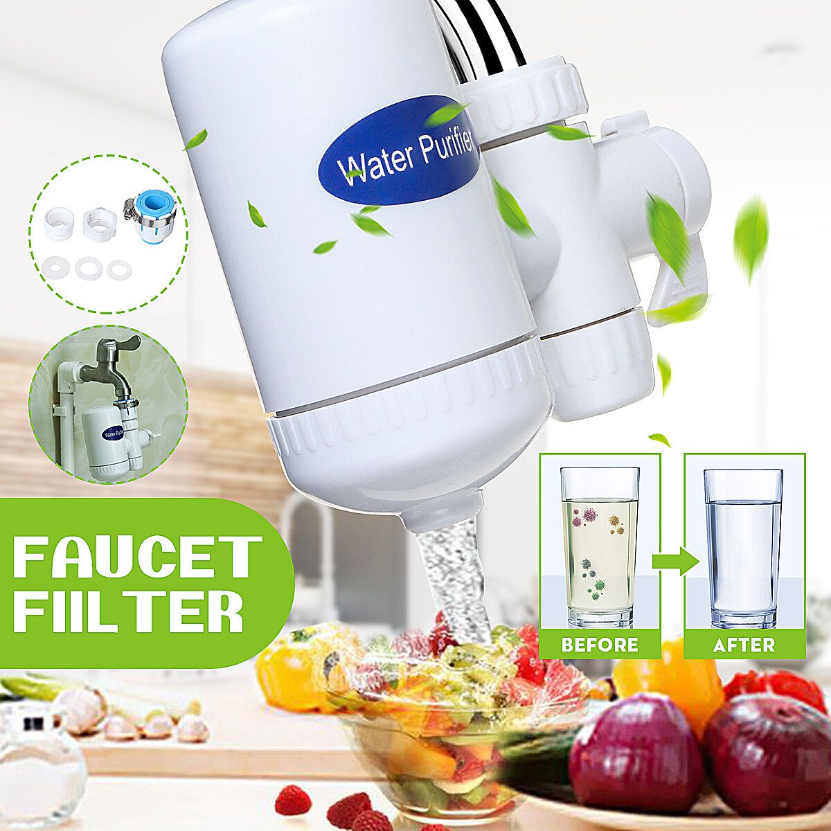 Faucet Tap Water Purifier Kitchen Ceramic Filtration Cleaner Home Pure Filter