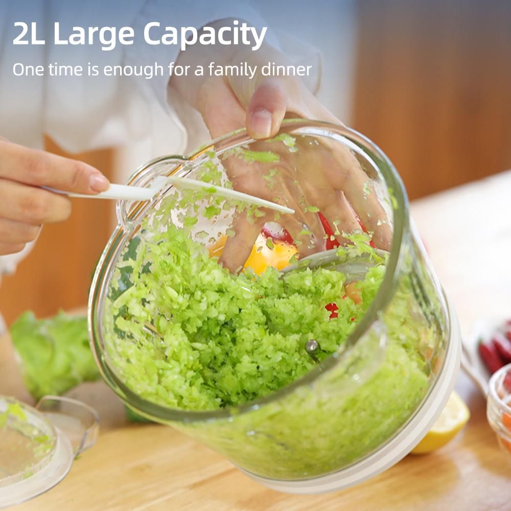 Electric Meat Grinder 2L Large Household Capacity Thickened Glass 2 Gears 300W High Power Kitchen Cooker Blender