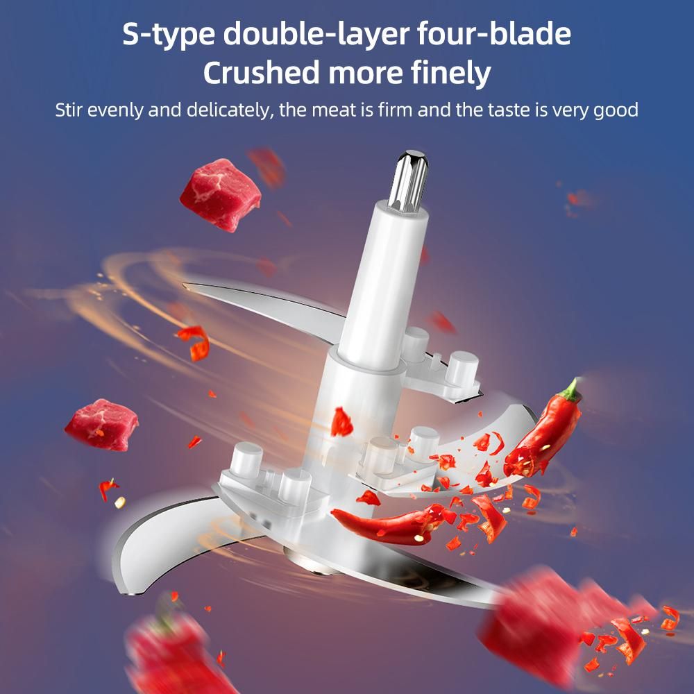 Electric Meat Grinder 2L Large Household Capacity Thickened Glass 2 Gears 300W High Power Kitchen Cooker Blender