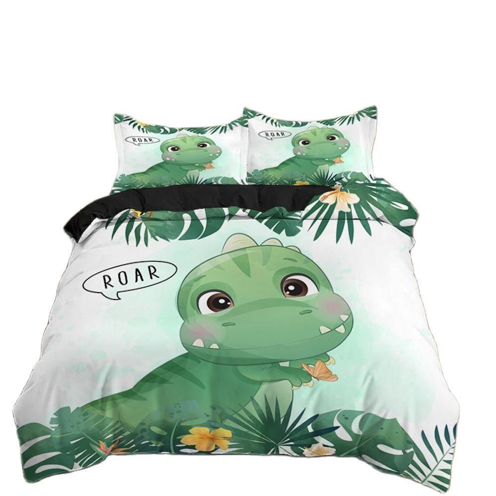 More Comfortable Bedding Set Duvet Cover Cartoon Dinosaur Printed Bedroom Textiles For Kids Girl With Pillowcases Double Single Size