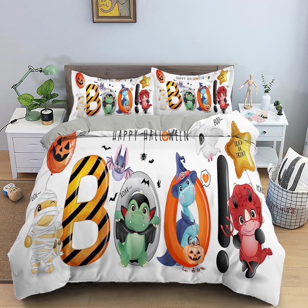 More Comfortable Bedding Set Duvet Cover Cartoon Dinosaur Printed Bedroom Textiles For Kids Girl With Pillowcases Double Single Size