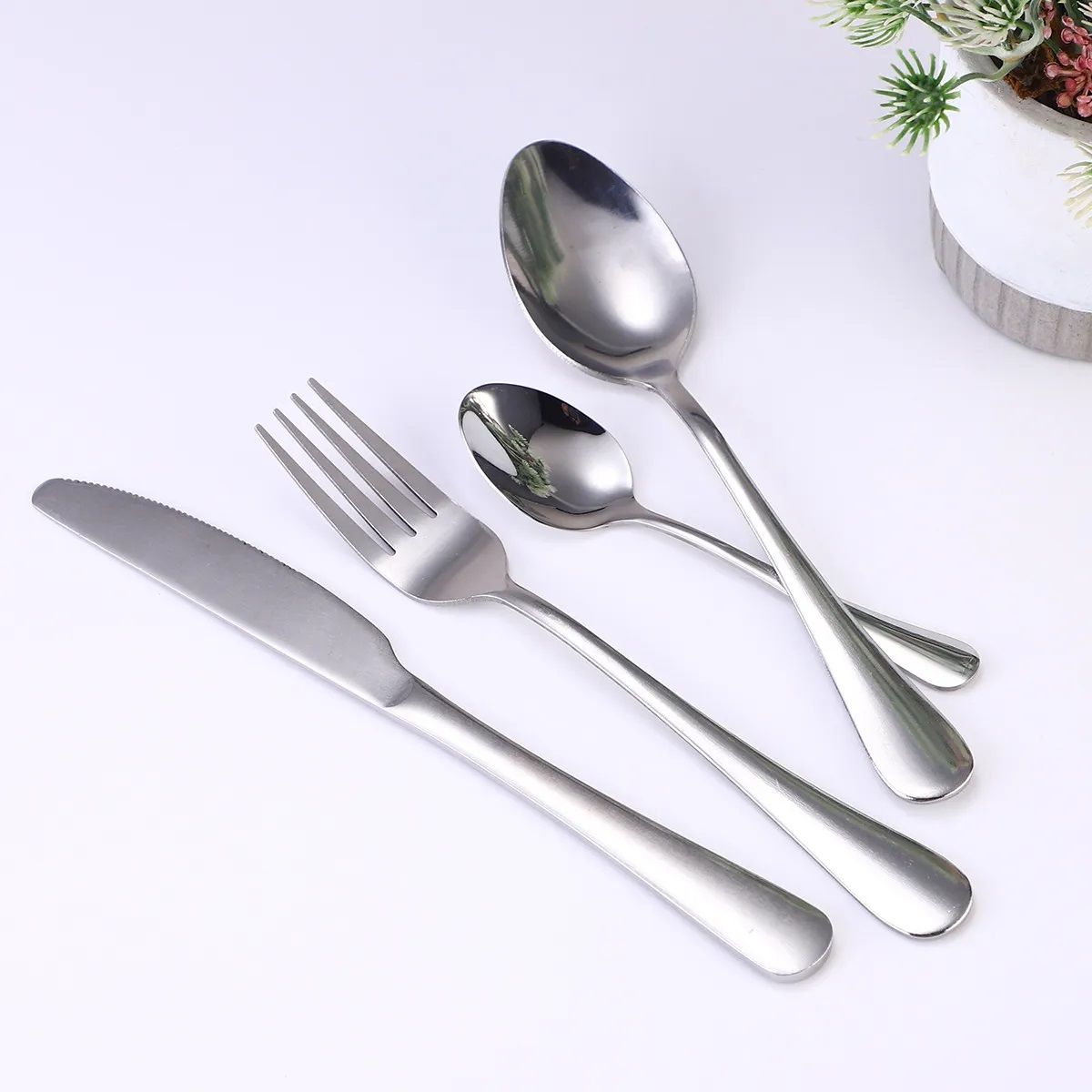 Quality 24Pcs Silver Plated Steel Spoon & Fork - Cutlery Set