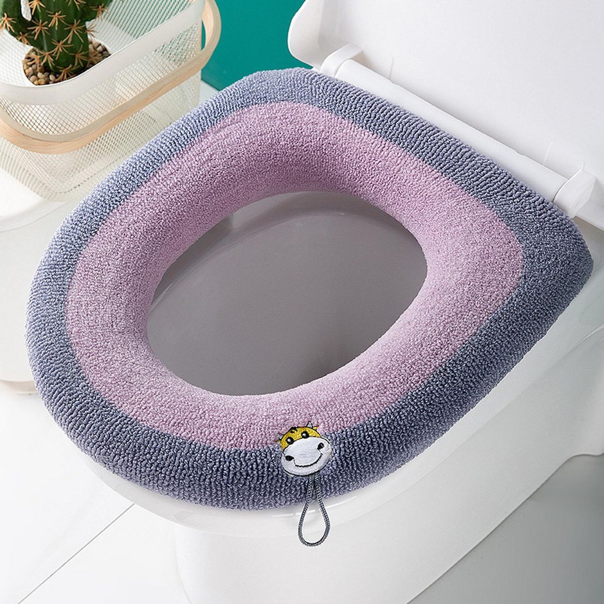 Toilet Seat Cover Dorm Hotel WC Room Closestool Pad Pink