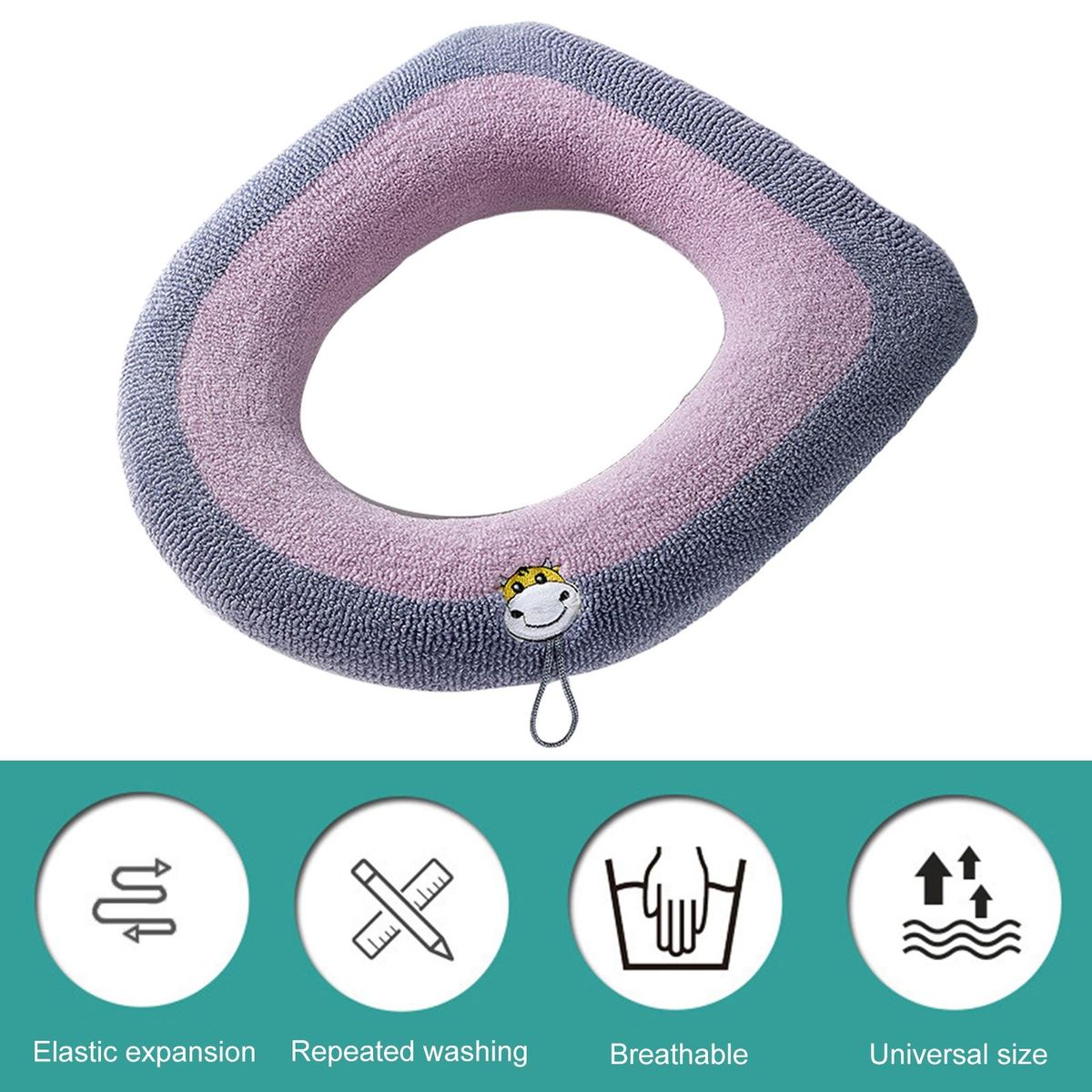 Toilet Seat Cover Dorm Hotel WC Room Closestool Pad Pink