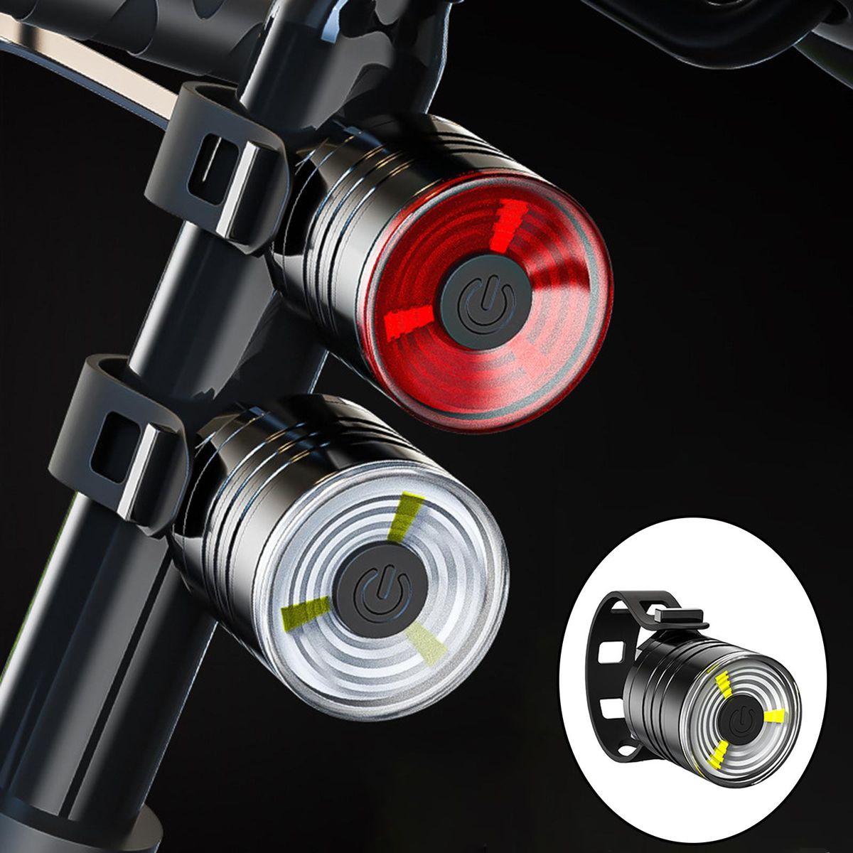 LED Bike Lights Set, Bright Front And Back Rear White