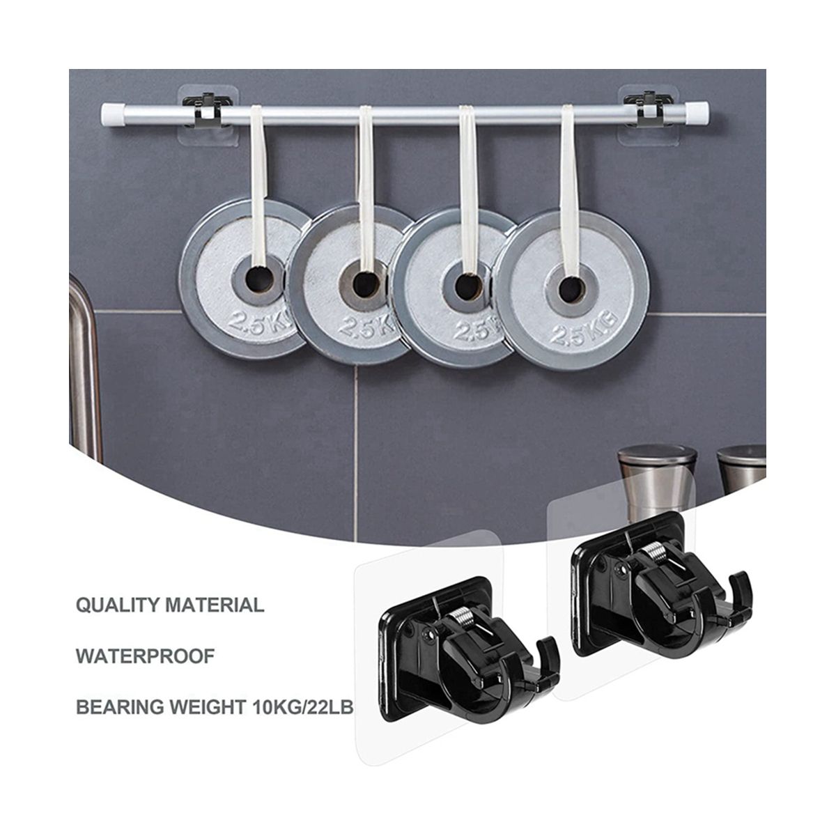 6Pcs Self Adhesive Curtain Rod Bracket Punch-Free Curtain