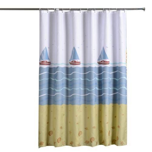 180 X 180Cm Sailboat Style Bathroom Shower Curtain Thick