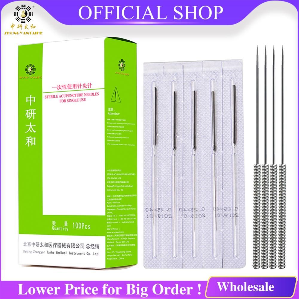 Disposable 2Box Needles Taihe Acupuncture Zhongyan Without Tube Sterile Massage Needle Wholesale Beauty Acupuncture 200pcs