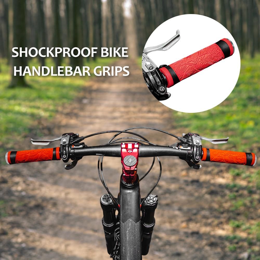 Shockproof Bike Handlebar Grips 22.2mm Bicycle Grips Non-Slip Soft Silicone Handlebar Cover End for Mountain Bikes