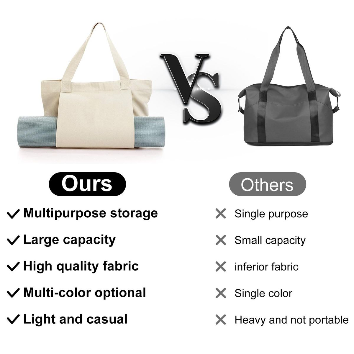 Gym Bag Portable Yoga Mat Storage Bag Khaki