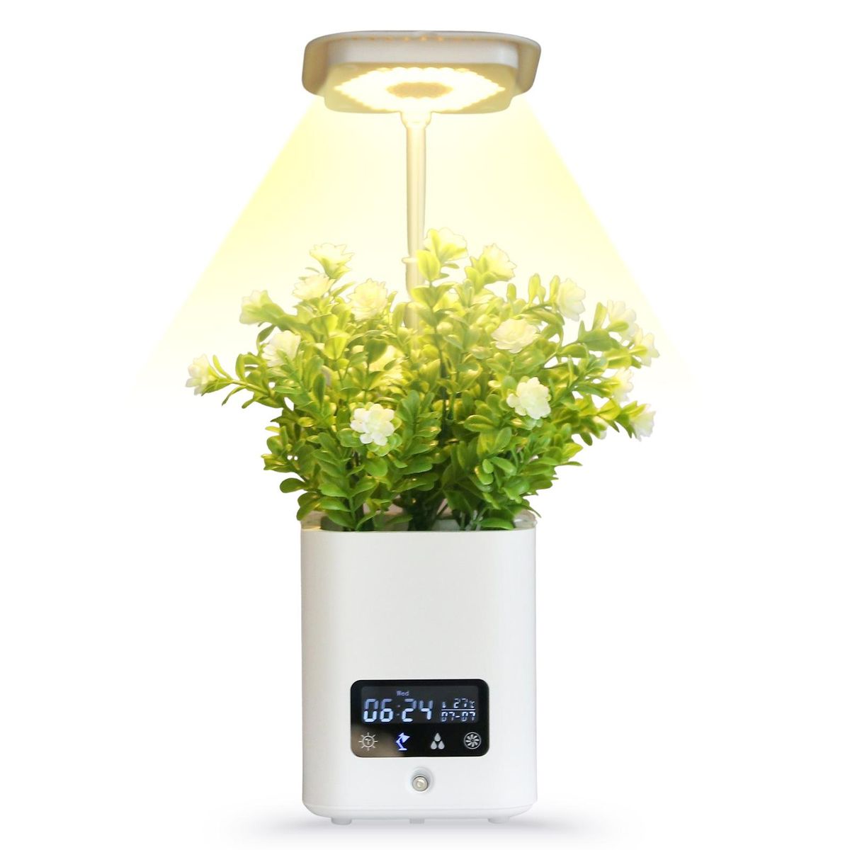 Smart Planter for Indoor Plants Indoor Garden Grow Light with LED Table Desk Lamp Clock Humidifier Automatic Hydroponics Kit Planters for Herb Small Plants