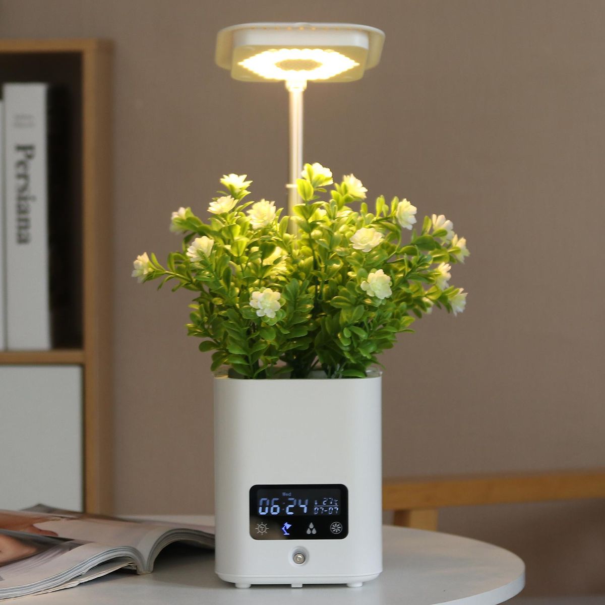 Smart Planter for Indoor Plants Indoor Garden Grow Light with LED Table Desk Lamp Clock Humidifier Automatic Hydroponics Kit Planters for Herb Small Plants