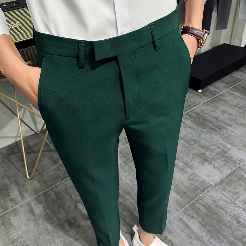 2022 Men Summer Business Formal Pant Solid Casual Korean Slim Fit Suit Pants