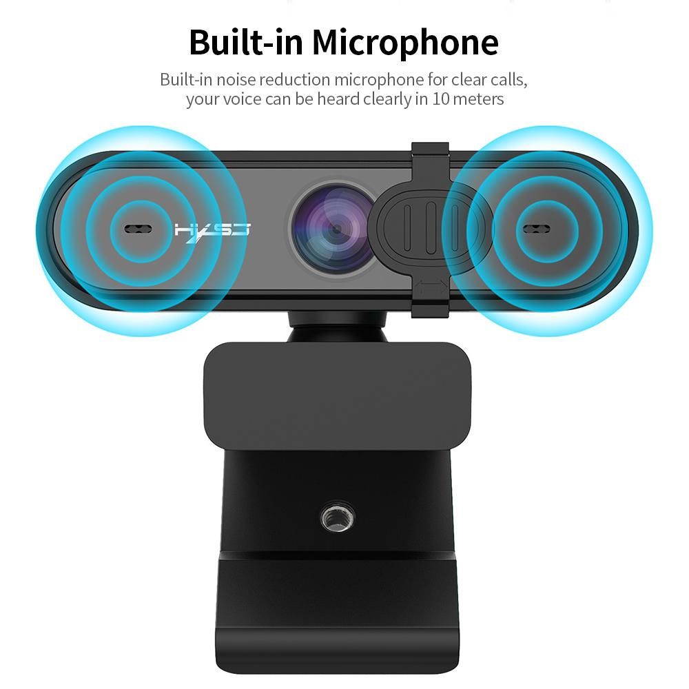 1080P USB Webcam Auto Focus Web Camera with Privacy Cover Built-in Noise Reduction Microphone for Laptop Desktop Black