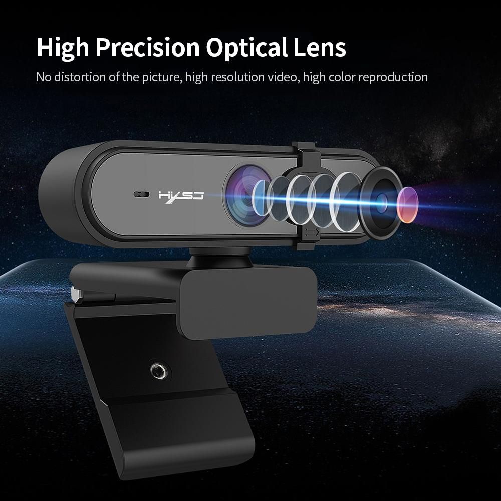 1080P USB Webcam Auto Focus Web Camera with Privacy Cover Built-in Noise Reduction Microphone for Laptop Desktop Black