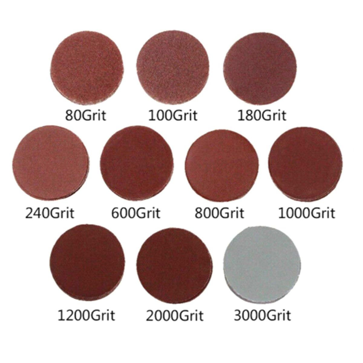 100Pcs 2in High Performance Sanding Disc 80-3000 Grit Rust Paint Removal Sand Paper for Polishing & Grinding