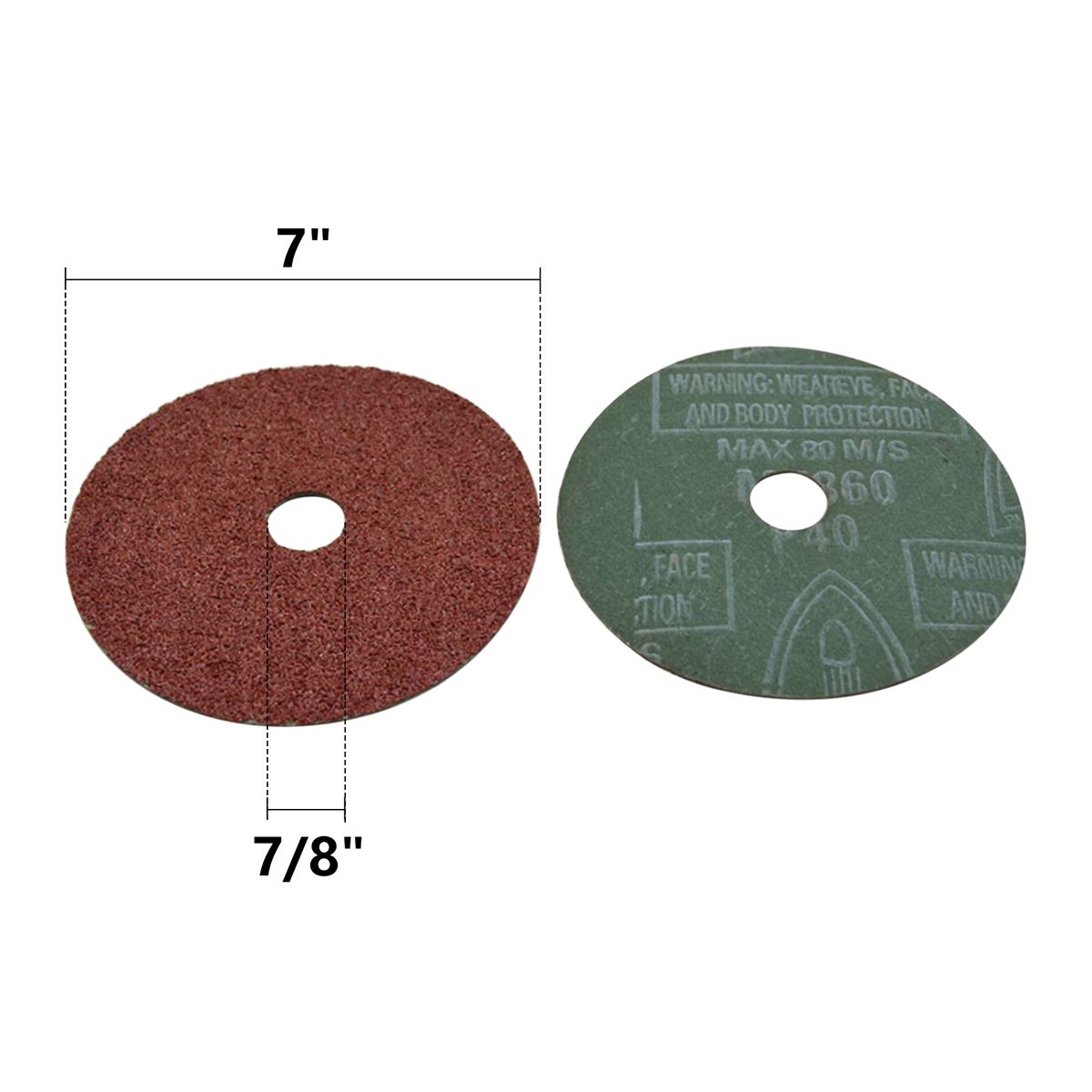 25PCS Resin Fiber Grinding   Sanding Discs 7'' X 7/8'', 36