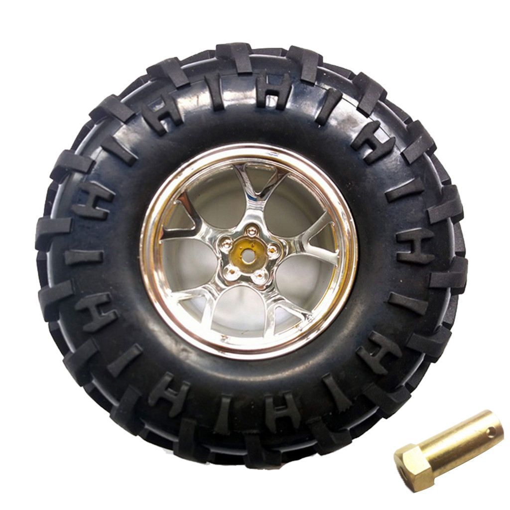 130mm Rubber Tire Tyres + Plastic Wheel Set For RC  Truck Silver