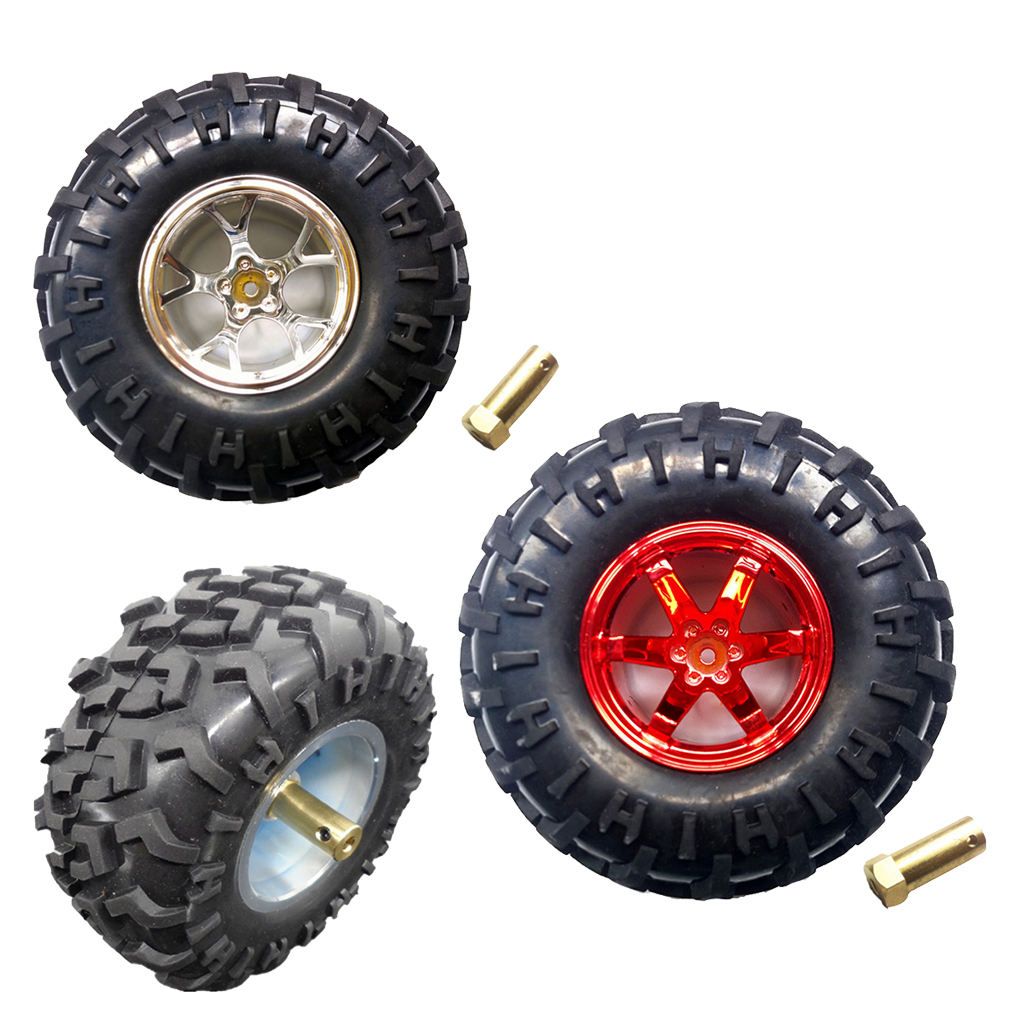 130mm Rubber Tire Tyres + Plastic Wheel Set For RC  Truck Silver