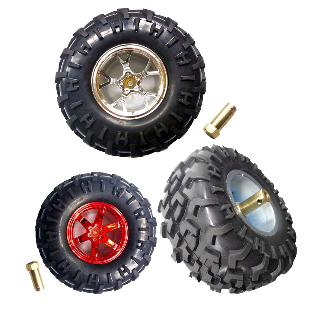 130mm Rubber Tire Tyres + Plastic Wheel Set For RC  Truck Silver