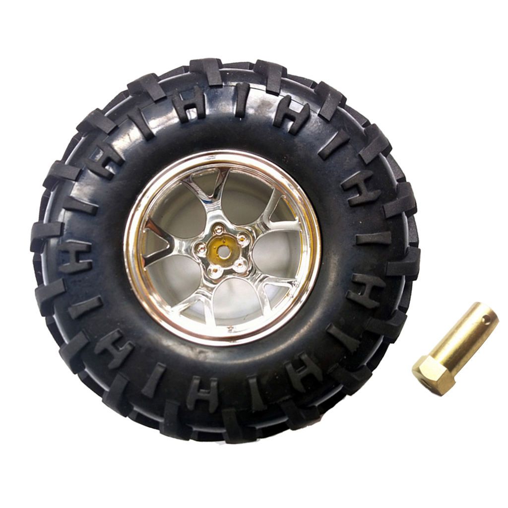 130mm Rubber Tire Tyres + Plastic Wheel Set For RC  Truck Silver