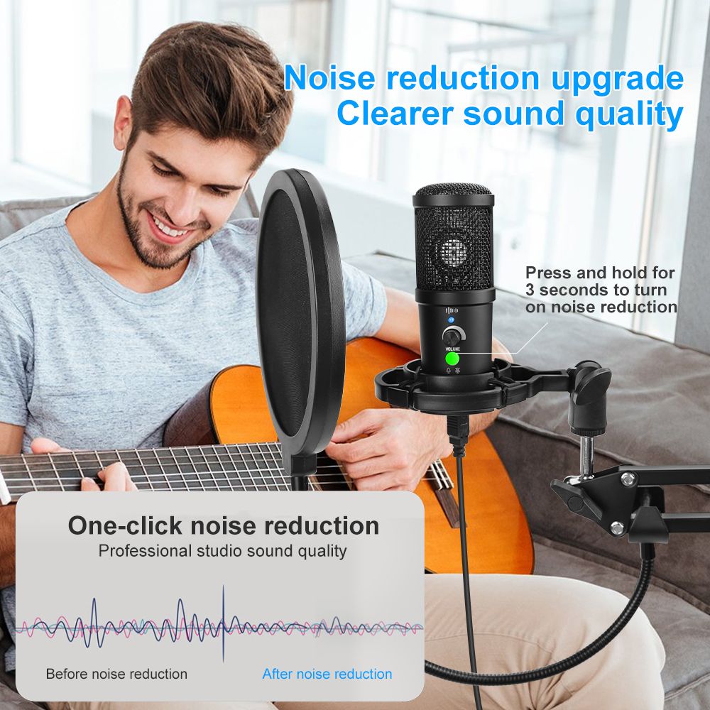 PC USB Condenser Microphone Kit 192kHz Studio Recording Mic