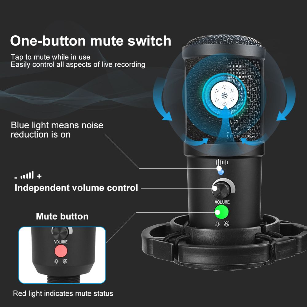 PC USB Condenser Microphone Kit 192kHz Studio Recording Mic