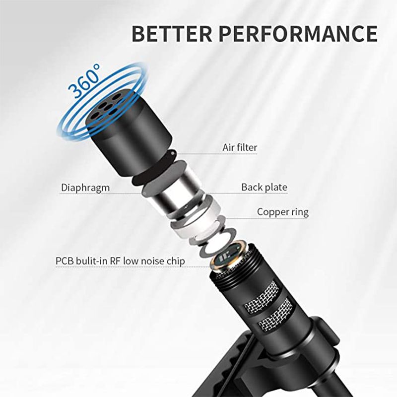 2m USB Lavalier Microphone Clip On Lapel Mic For PC Computer
