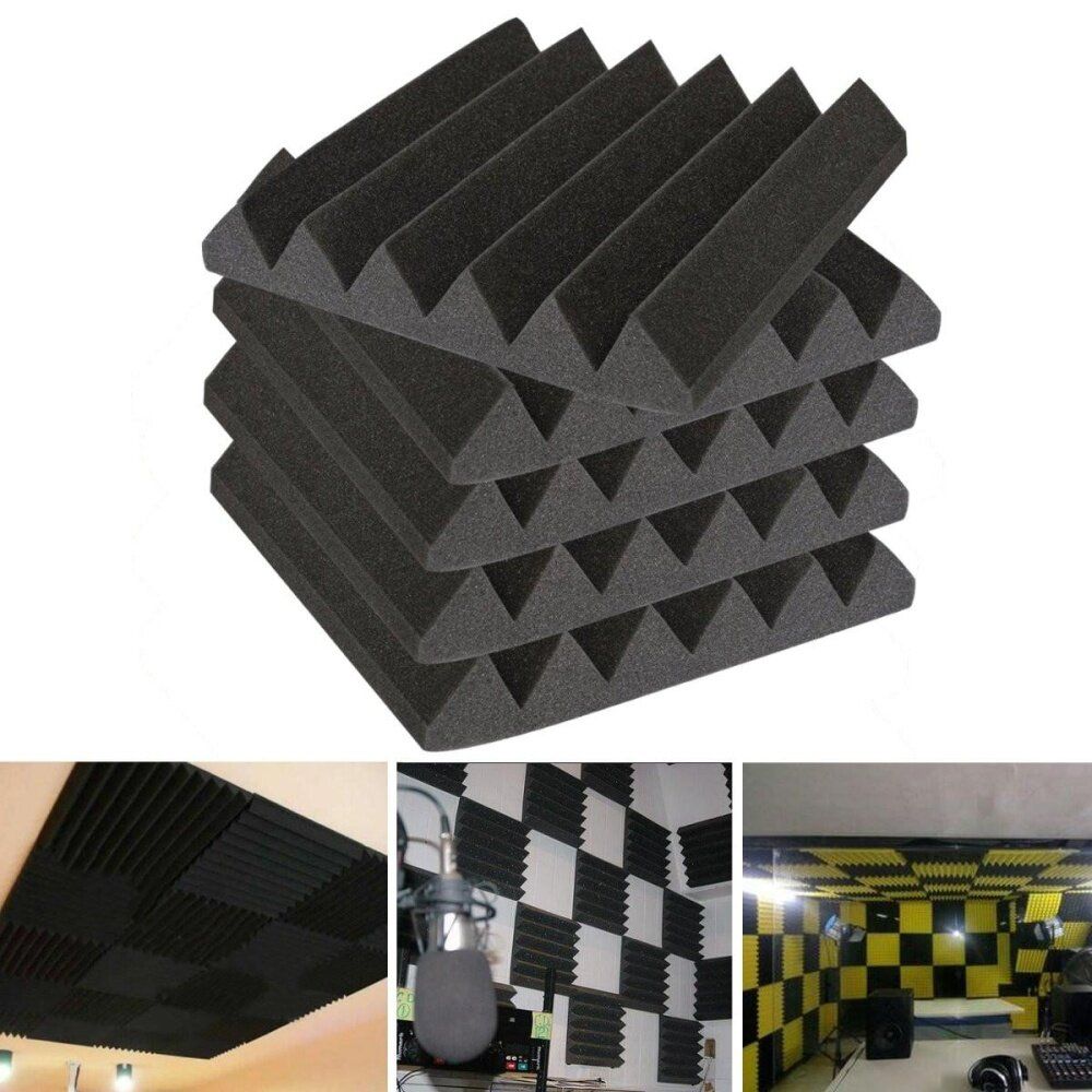 10pcs 30X30X5CM Studio Acoustic Foam Sound Absorption Treatment Panel Tile Wedge Black