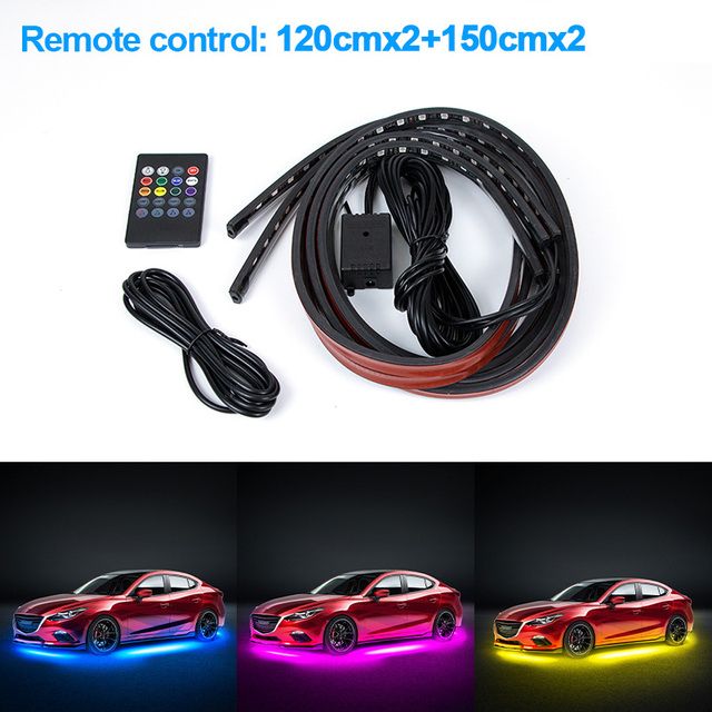 Car Strip Light LED Underbody Remote/APP Control RGB Neon Lights Dream Color Auto Decorative Ambien
