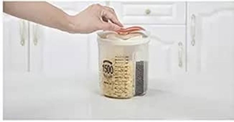 Cylindrical Cereal Container With 3 Sections - 1500ml