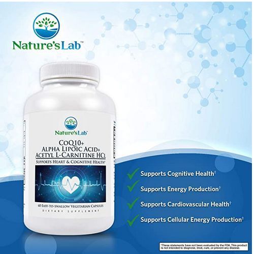 CoQ10 + Alpha Lipoic Acid + Acetyl L-Carnitine HCL,60Caps Supports Heart And Cognitive Health