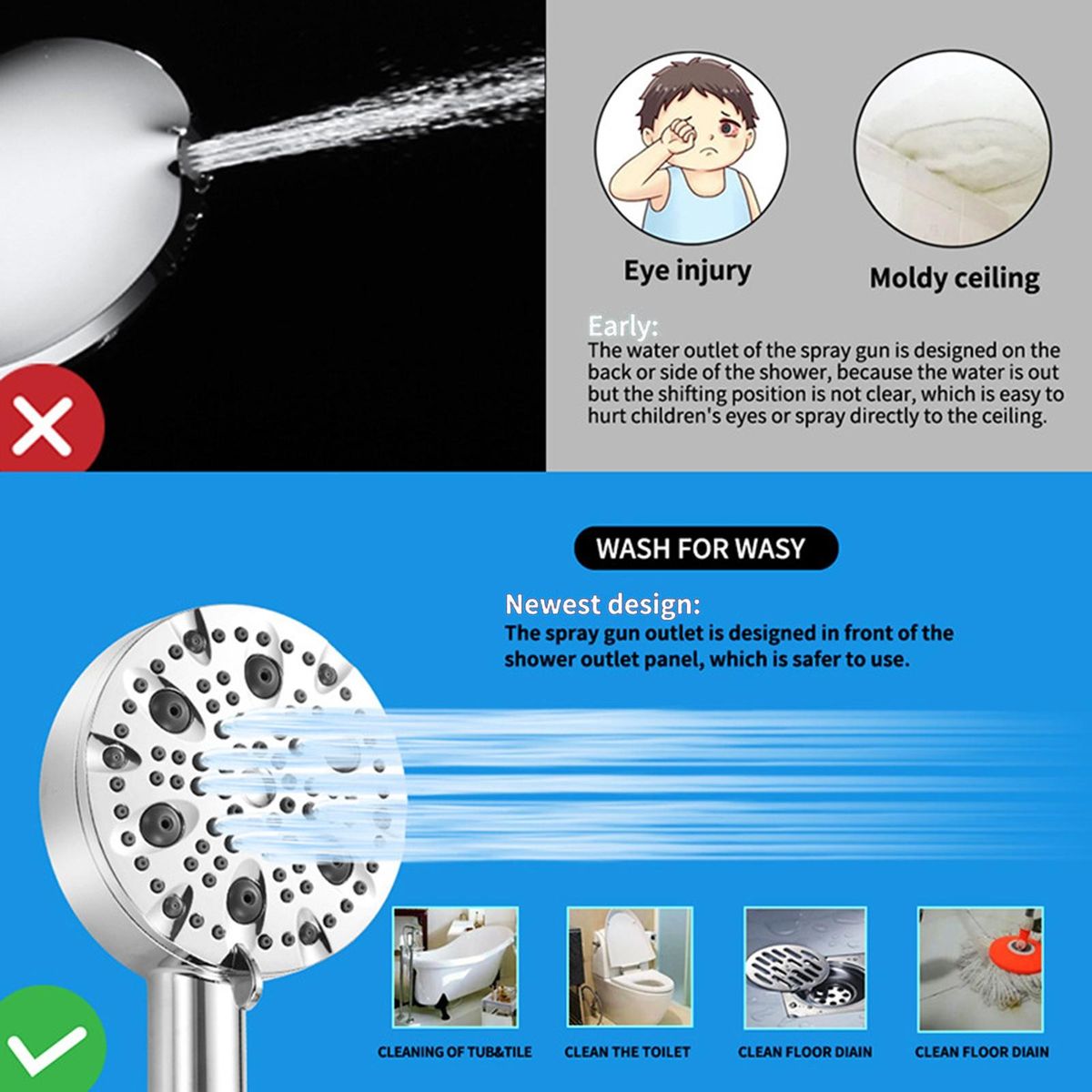 Shower Head Viewable Window Shower Head Silver