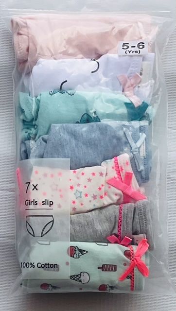 5-6 Yrs 7 Pack Colored Girls Briefs- B8
