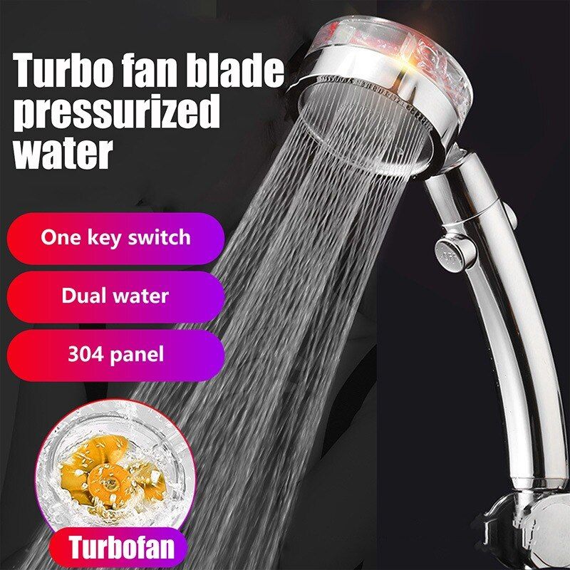 360 Rotated Rainfall Shower Head High Pressure Water Saving Spray Shower Head Fan Bath Hand-held Pressurized Massage Shower Head