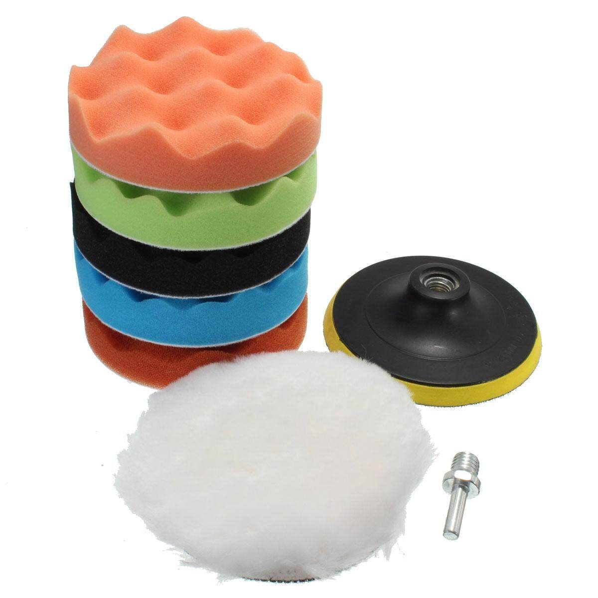 7Pcs Drilpro 5Inch Sponge Polishing Waxing Buffing Pads Kit Compound Polishing 5 Inches
