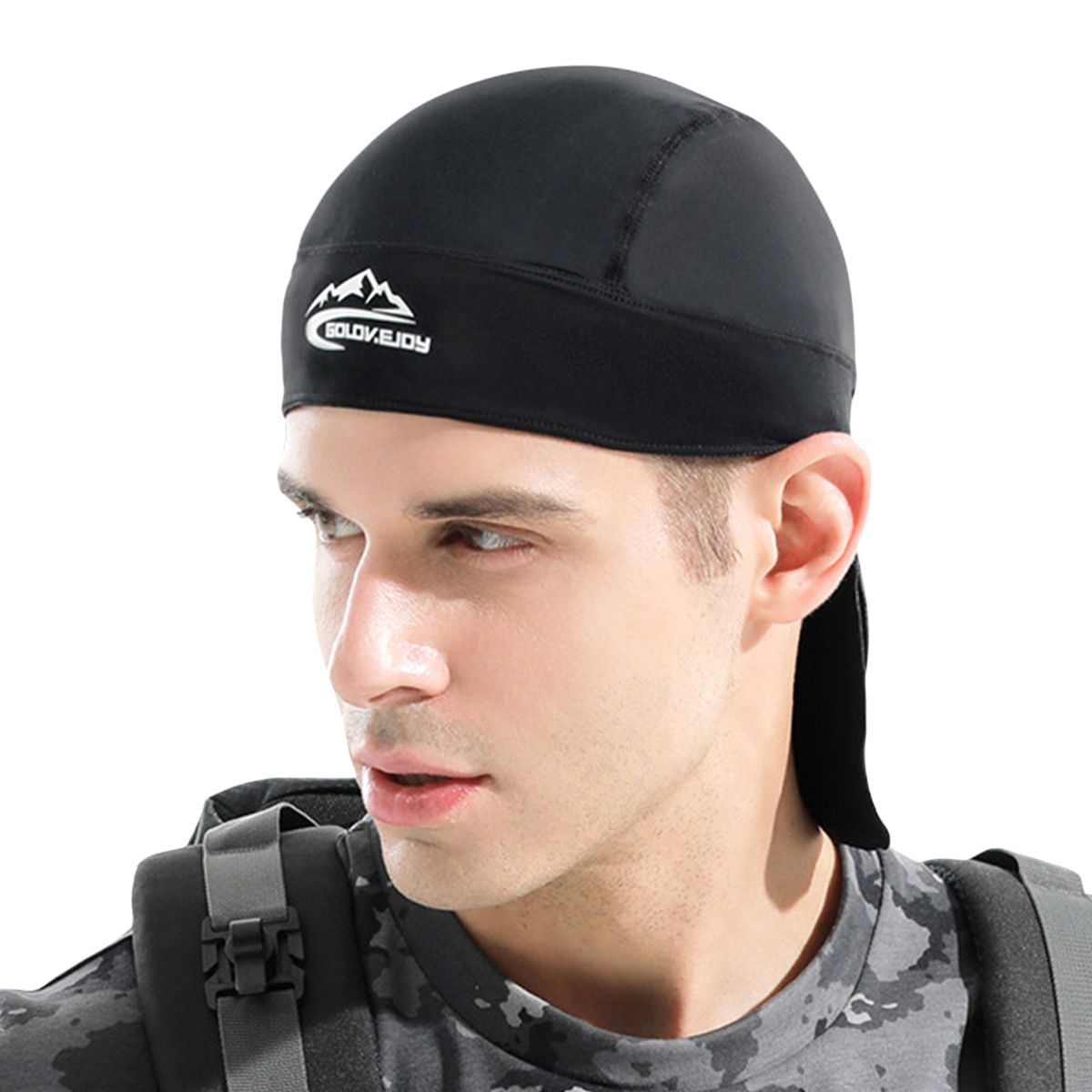 Sports Pirate Headscarf Cap Quickly Dry Cycling Cap Breathable Running Bandana Head Scarf Pirate Hat For Sports Cycling Headwear-Black