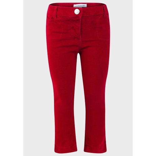 Baby Girls Stretch Velvet Jean Pant- Red