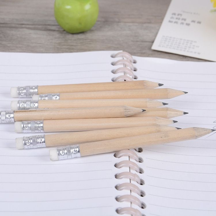 12 PCS Sharpened Pencil Round Writing Pen Wooden Student Stationery With Eraser, Lead Hardness:HB(Black)