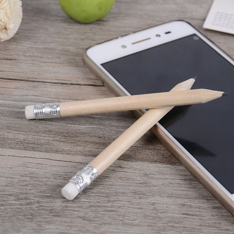 12 PCS Sharpened Pencil Round Writing Pen Wooden Student Stationery With Eraser, Lead Hardness:HB(Black)