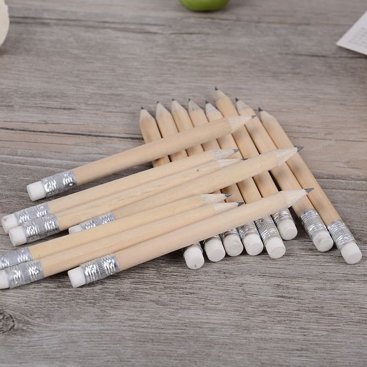 12 PCS Sharpened Pencil Round Writing Pen Wooden Student Stationery With Eraser, Lead Hardness:HB(Black)