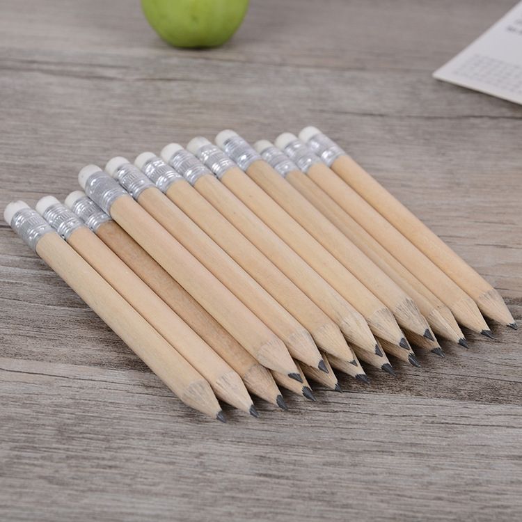 12 PCS Sharpened Pencil Round Writing Pen Wooden Student Stationery With Eraser, Lead Hardness:HB(Black)