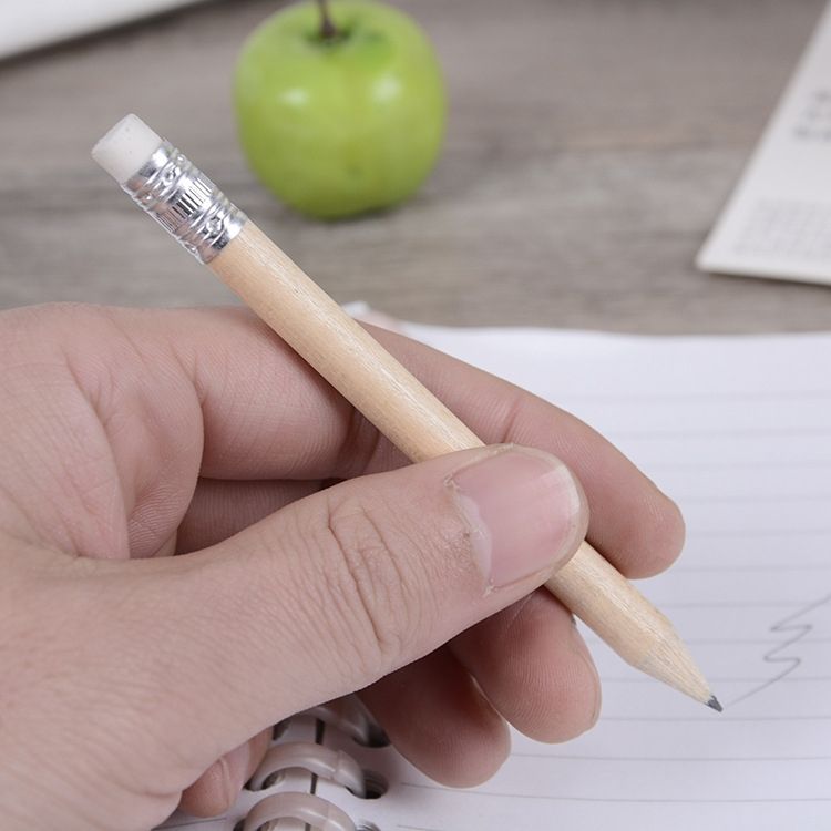 12 PCS Sharpened Pencil Round Writing Pen Wooden Student Stationery With Eraser, Lead Hardness:HB(Black)
