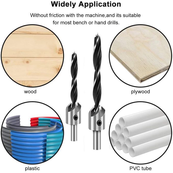 7Pcs Countersink Drill Bit Set Screw Woodworking Drill Press Set