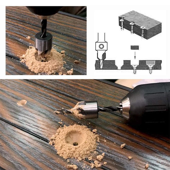 7Pcs Countersink Drill Bit Set Screw Woodworking Drill Press Set