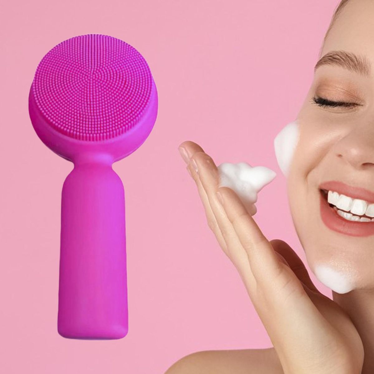 Face Scrubber Men Women Silicone Face Scrubber Rose Red