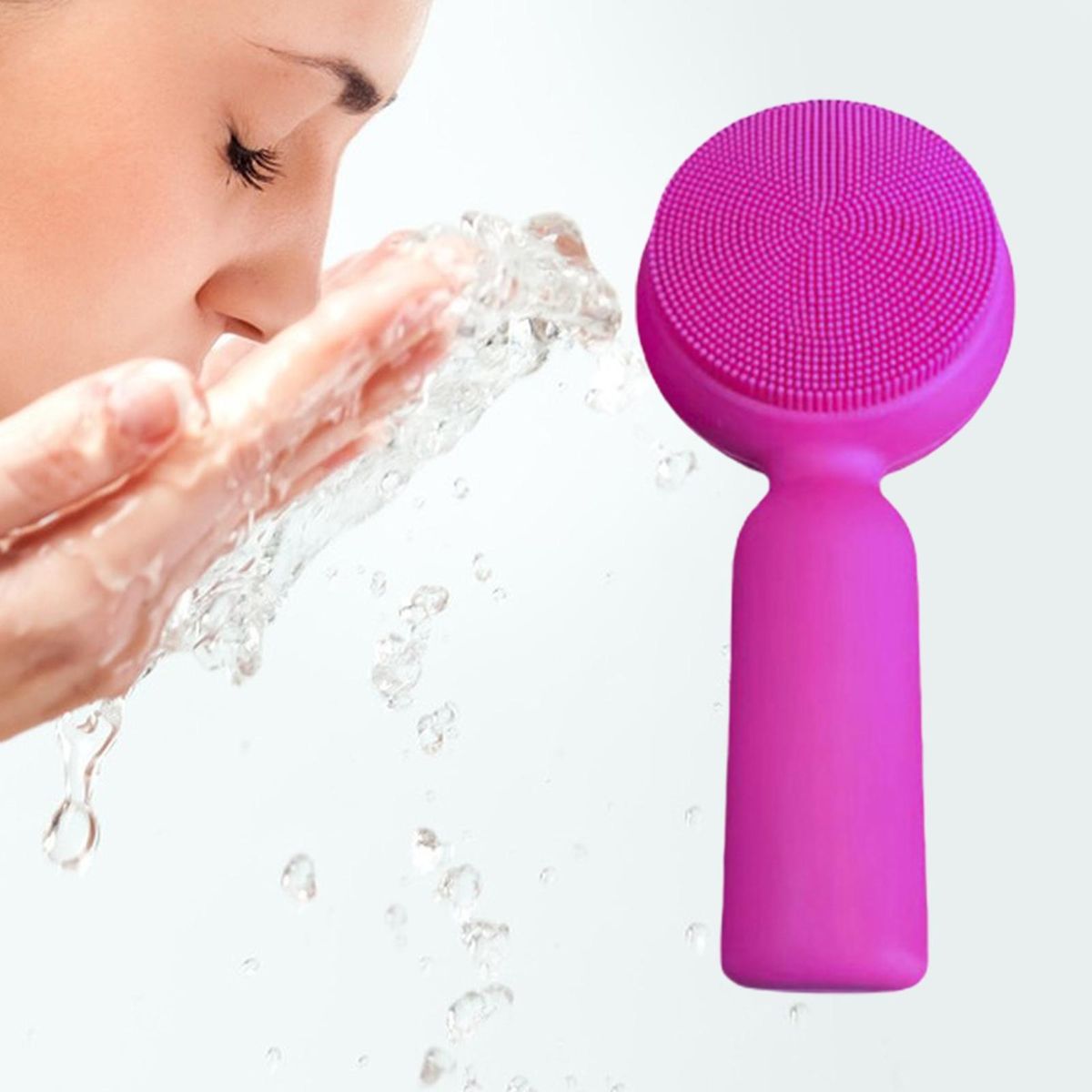 Face Scrubber Men Women Silicone Face Scrubber Rose Red