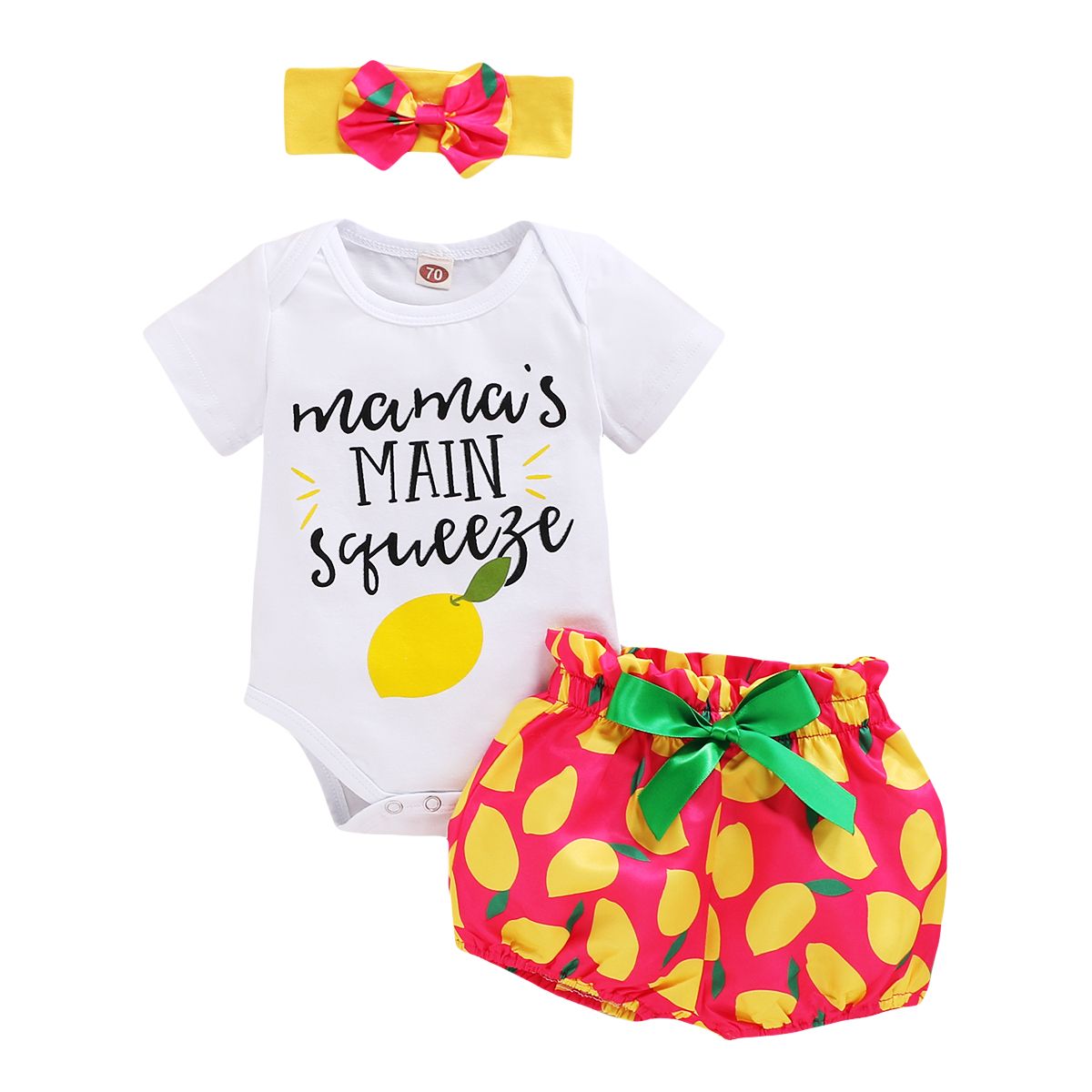 Newborn Baby Girls Cute Outfit Set Leomon Design Short Sleeve Bodysuit