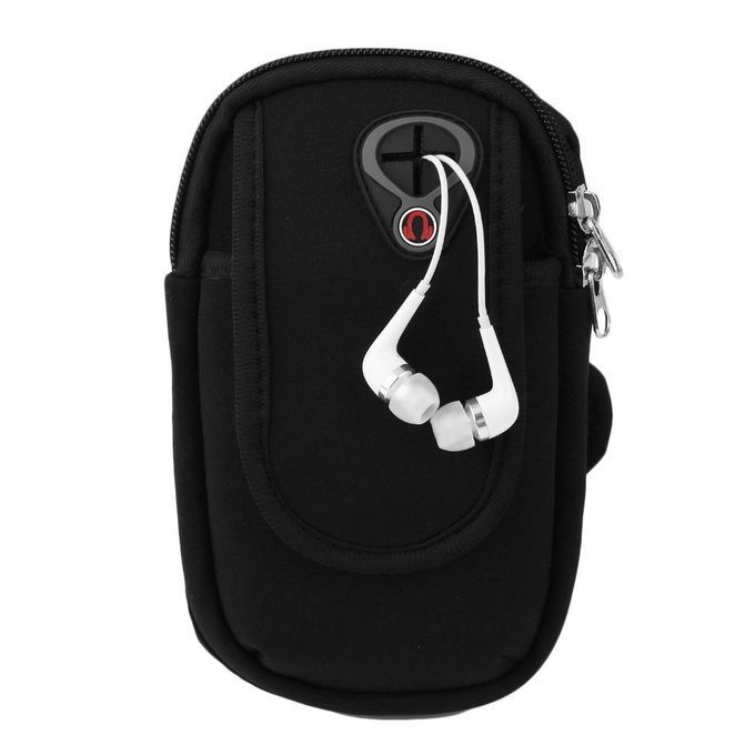 Waterproof Sport Arm Band Holder Pouch Case Earphone Hole For 5.5 Cellphone" Black
