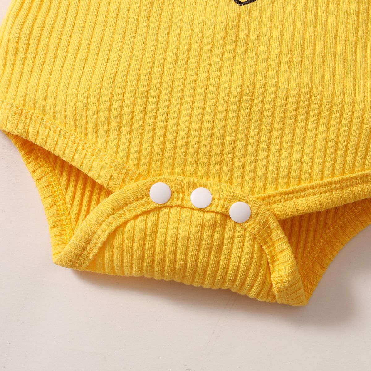 Baby Girls Letter Print Short Sleeves Ribbed Bodysuit With Striped Shorts
